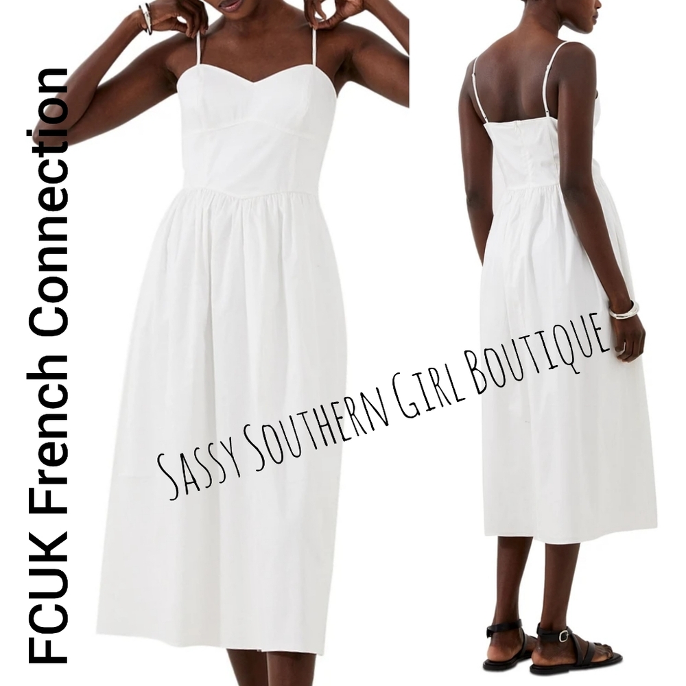 🆕⭐ FCUK French Connection White Midi Dress